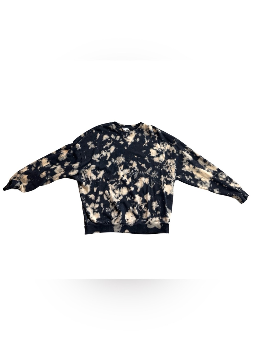 Vigoss - Tie-Dye Black & Beige Crewneck Lightweight Sweatshirt - Size Large